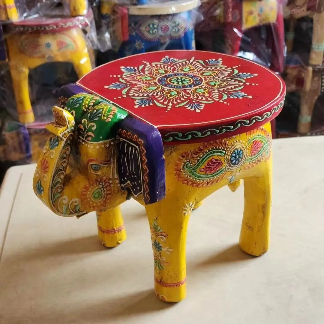 Afralia™ Handmade Elephant Stool: Thai Style Ethnic Wood Low Stool Ornament
