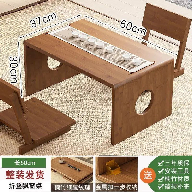Afralia™ Bamboo Folding Table: Japanese Style, Bedroom & Study Essential, Durable Design