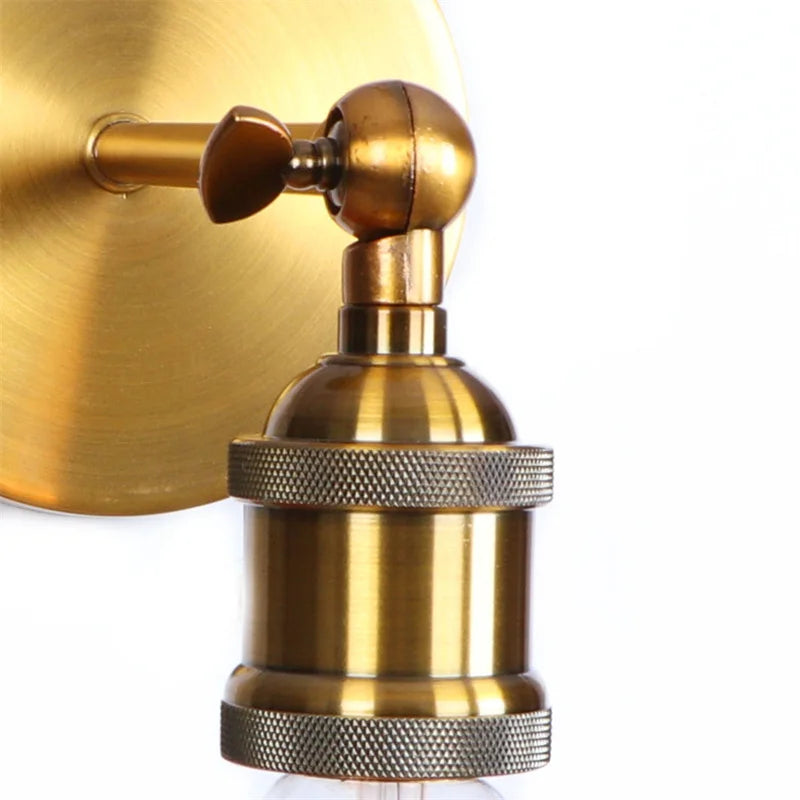 Afralia™ Retro Iron LED Wall Lamp Sconce, Gold Vintage Indoor Luminaire for Bedroom, Cafe