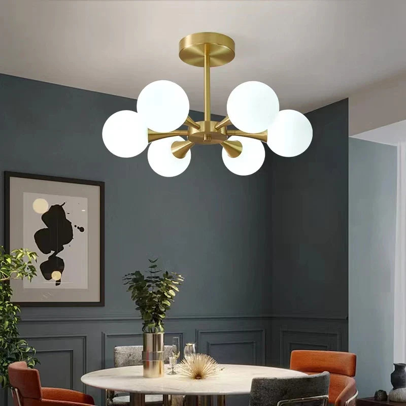 Afralia™ Modern Glass Ball LED Chandelier for Kitchen Living Dining Room