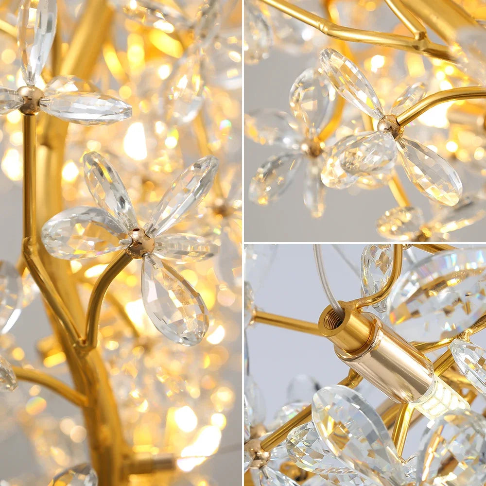 Afralia™ Crystal Flower Chandelier Light for Dining Living Room Bedroom