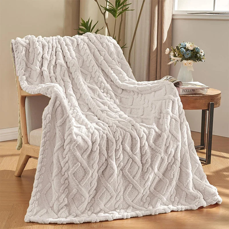 Afralia™ Super Soft Furry Throw Blanket for Girls Women, Stylish Design, Cozy & Warm
