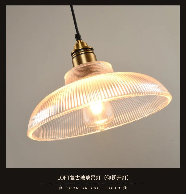 Afralia™ Retro Amber Glass Pendant Lights for Living Room and Bedside, LED E27 Loft Lighting