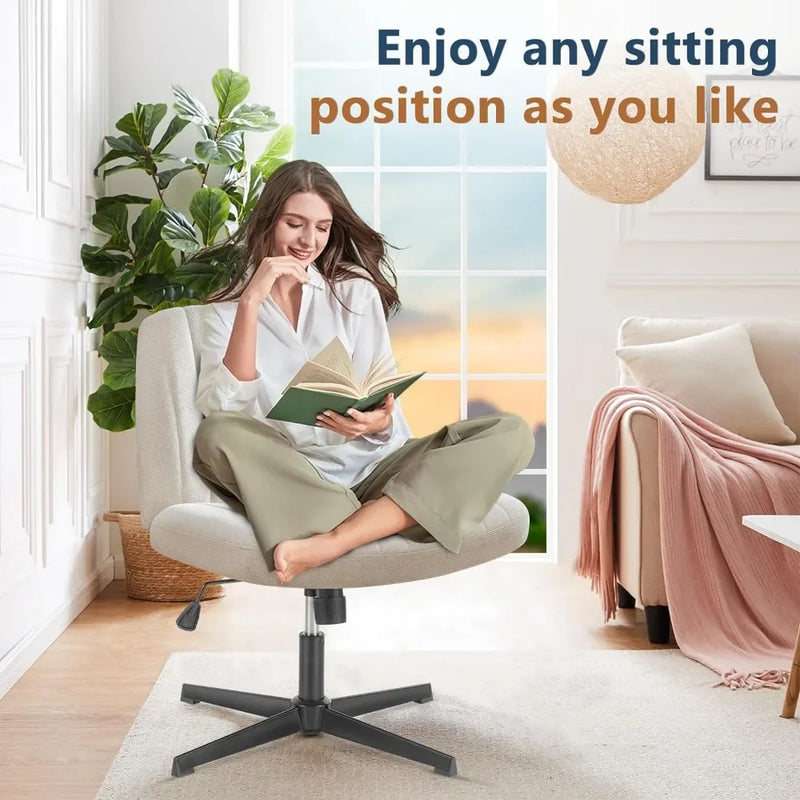 Afralia™ Armless Wide Desk Chair - Modern Office Chair with Cross-Legged Design