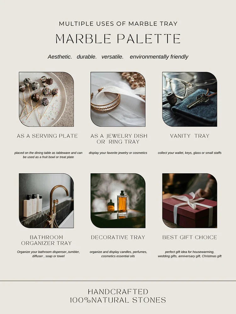 Afralia™ Travertine Stone Vanity Tray for Perfume, Candles, Jewelry, Coffee Table