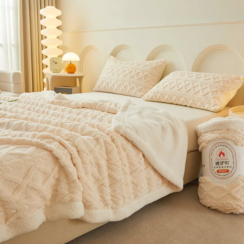 Afralia™ Plush Taffeta Jacquard Blanket | Multi Functional Soft Bedspreads for Bedrooms