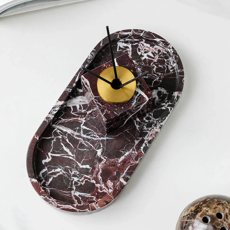 Afralia™ Marble Stone Fragrance Diffuser Travertine Sphere Incense Burner with Tray