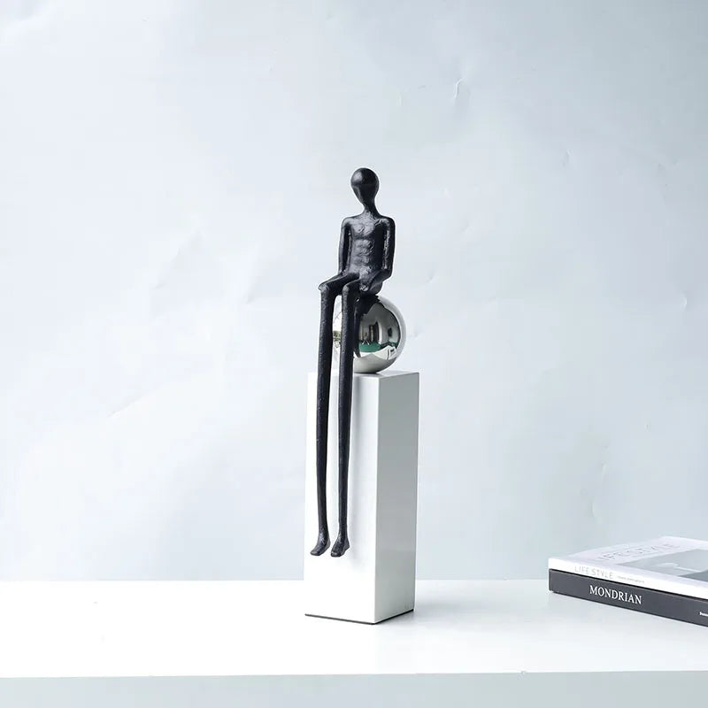 Afralia™ Abstract Thinker Metal Figurine Portrait Sculpture Home Decoration