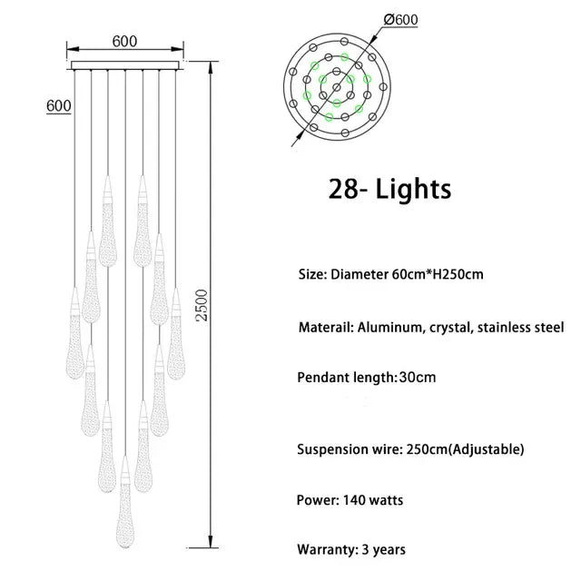Afralia™ Crystal LED Chandelier: Modern Art Pendant Light for Restaurant, Bar, Staircase & Loft