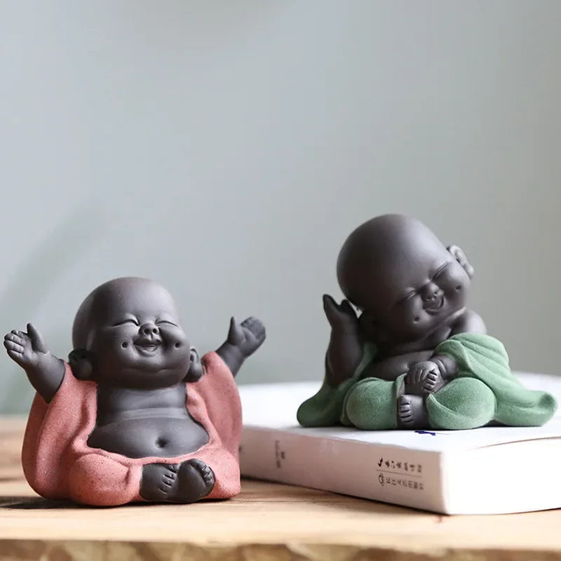 Afralia™ Ceramic Maitreya Buddha Statue Tea Sculpture Figurine Craft Display Ornament