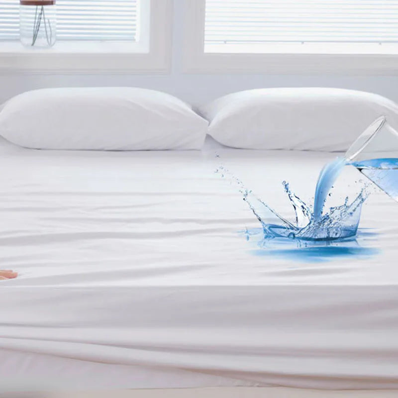 Afralia™ Waterproof Brushed Bedsheet, Solid Color Single Bed Cover with Elastic Band