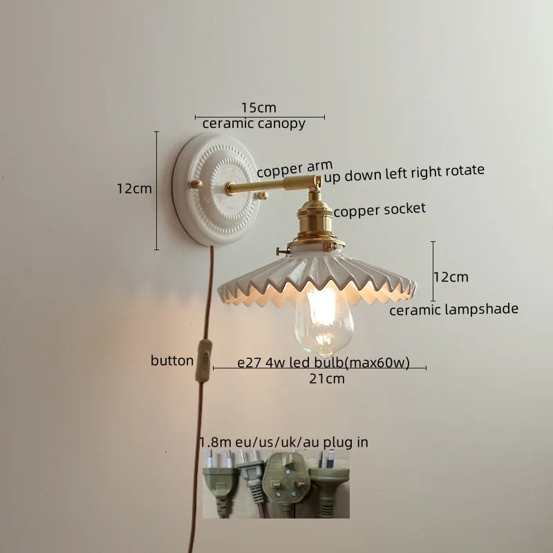 Afralia™ Nordic Style LED Wall Lights Ceramic Bedroom Living Room Modern Lamparas