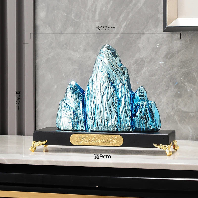 Afralia™ Ceramic Mountain Sculpture Decor - Golden/Silver Landscape Ornament