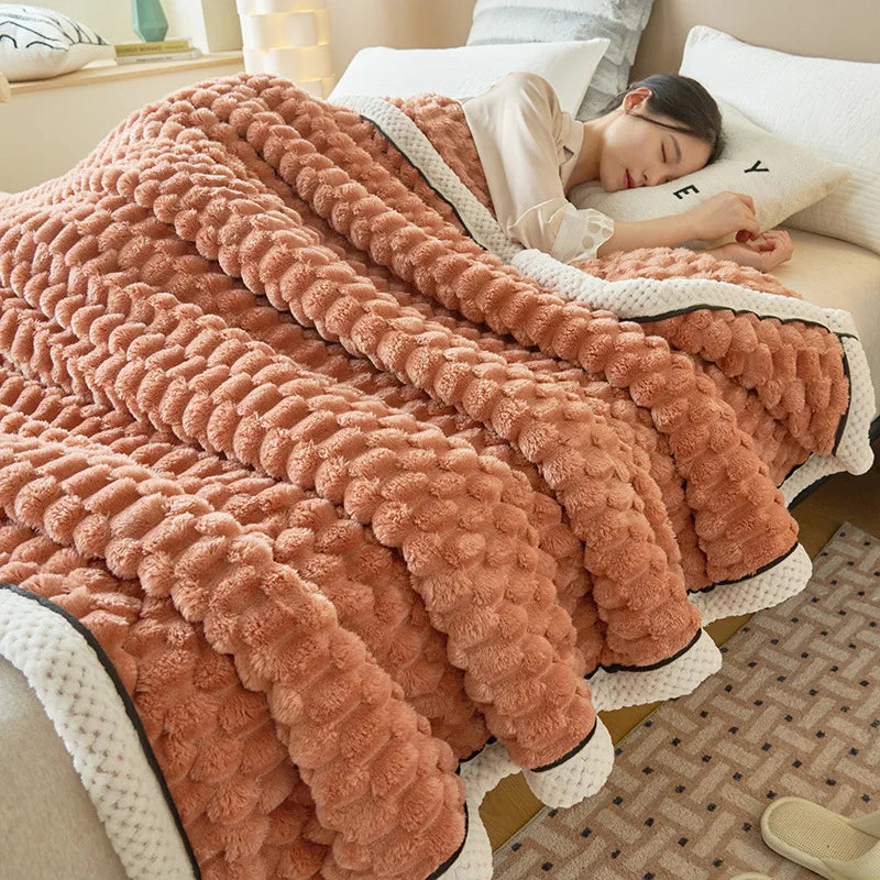 Afralia™ Coral Fleece Warm Blanket: Cozy Thicken Winter Bed Blanket