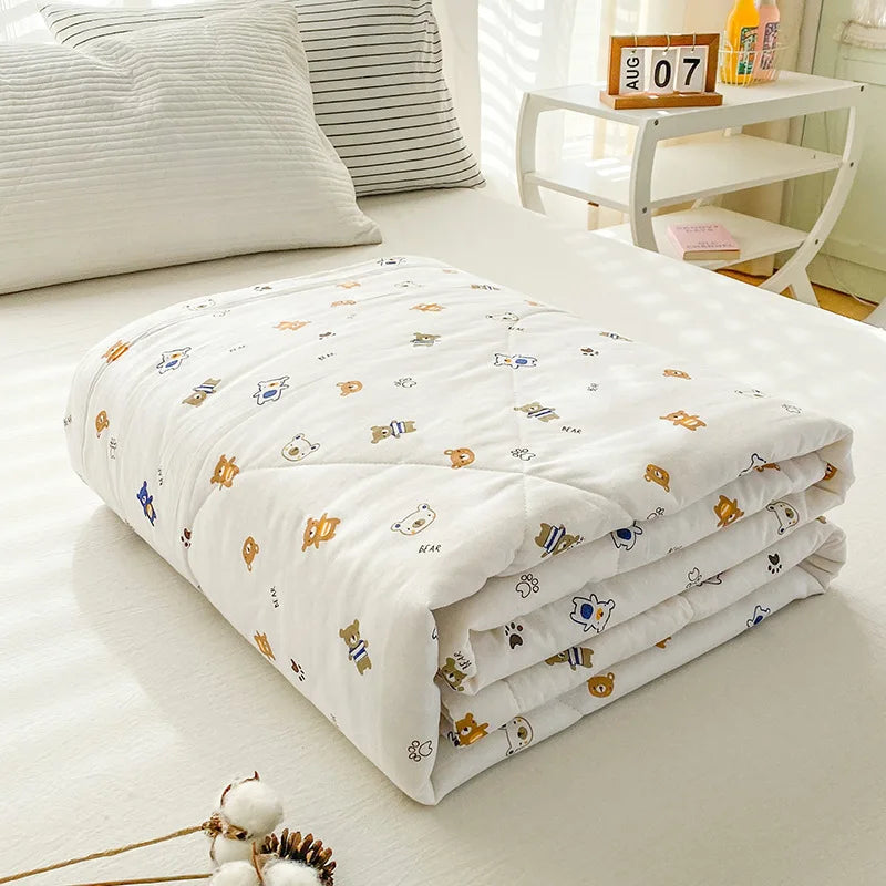 Afralia™ Lightweight Cotton Summer Quilt: Single/Double Machine Washable Air Conditioning Blanket