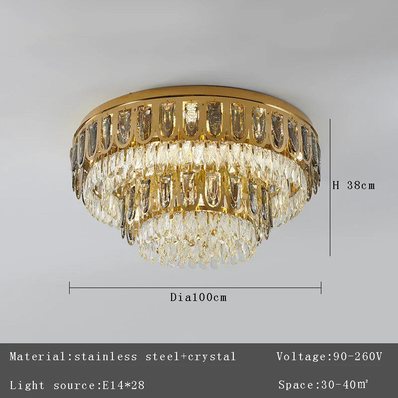 Afralia™ Crystal Round Ceiling Chandelier for Modern Room Decor, Luxury Lamps - 2025 Lumens
