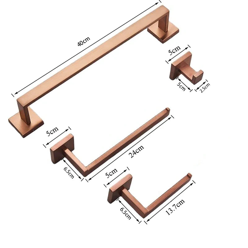 Afralia™ Rose Gold Bathroom Hardware Set: Robe Hook, Towel Bar, Holder, Ring