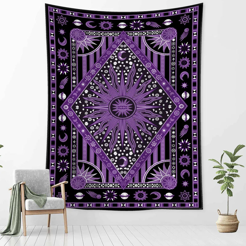 Afralia™ Psychedelic Sun Planet Tarot Tapestry for Home Decor