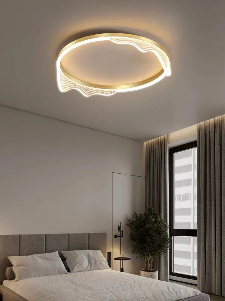 Afralia™ Golden Lustre Ceiling Lamp for Bedroom Living Dining Kitchen Lighting