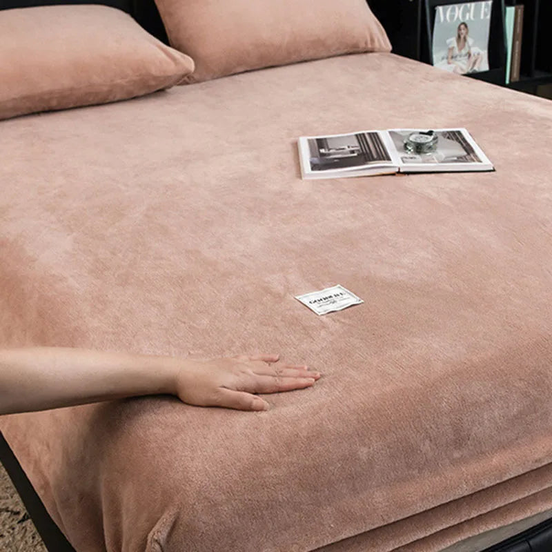 Afralia™ Winter Velvet Fitted Bed Sheet: Nordic Plush Mattress Cover, Warm & Non-Slip