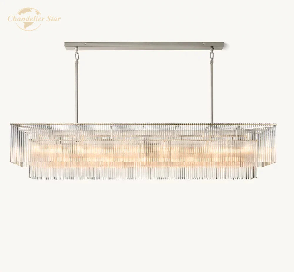 Afralia™ Amadeo Crystal LED Chandelier: Modern Rectangular Pendant Light for Kitchen Island, Dining Room