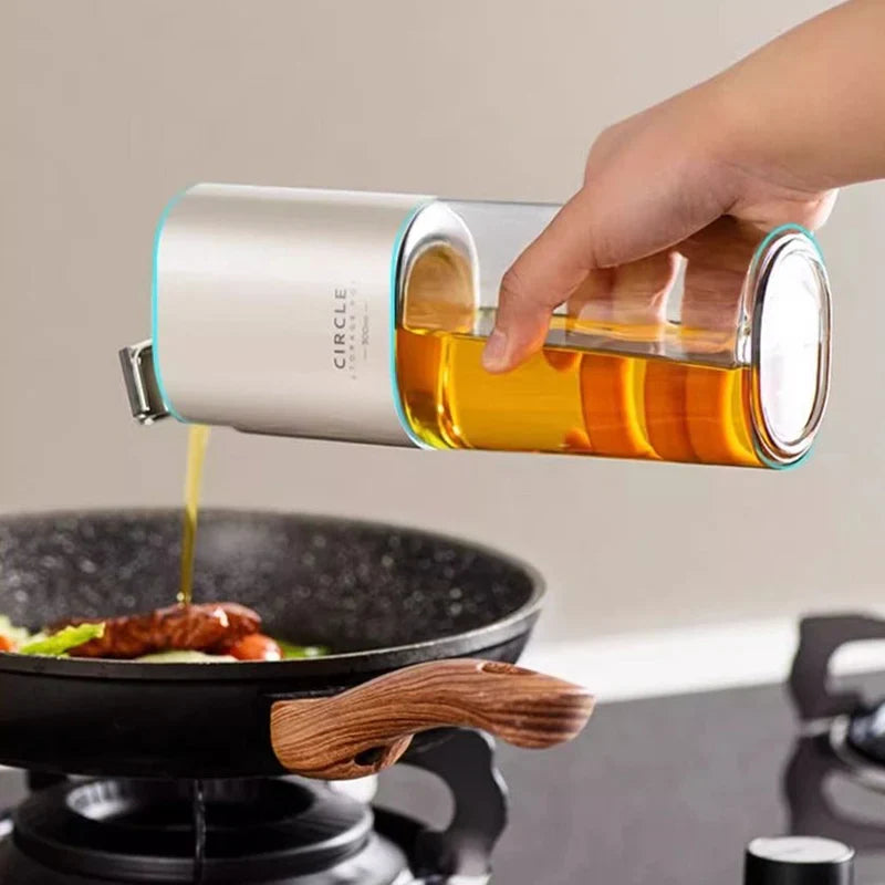 Afralia™ Automatic Glass Oil Pot Seasoning Bottle - Kitchen Cooking Vinegar Dispenser