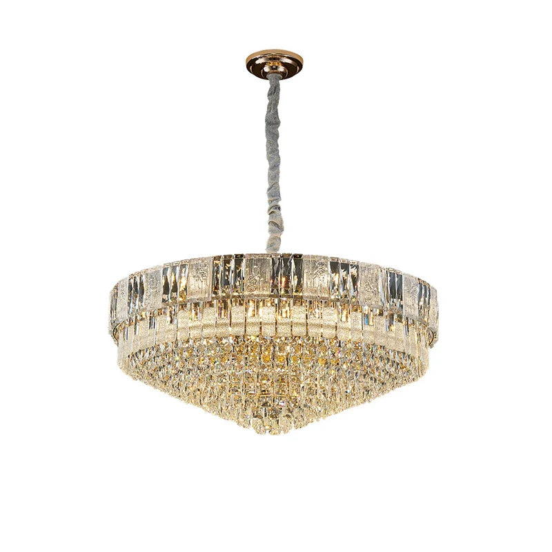 Afralia™ K9 Crystal Gold Chandelier Lighting for Living Room