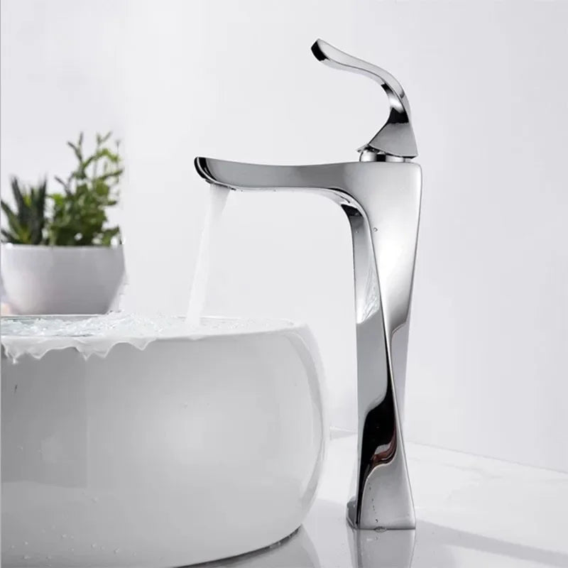 Afralia™ Single Handle Deck Mounted Bathroom Sink Faucet Hot Cold Mixer Tap