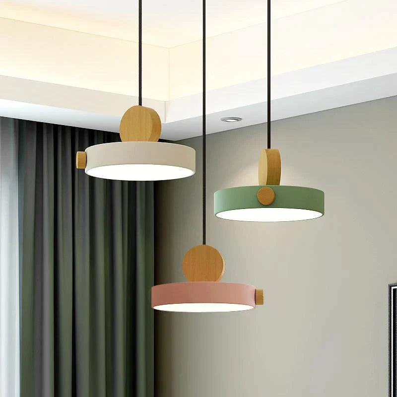 Afralia™ Wood Macaron LED Pendant Light for Home Decor