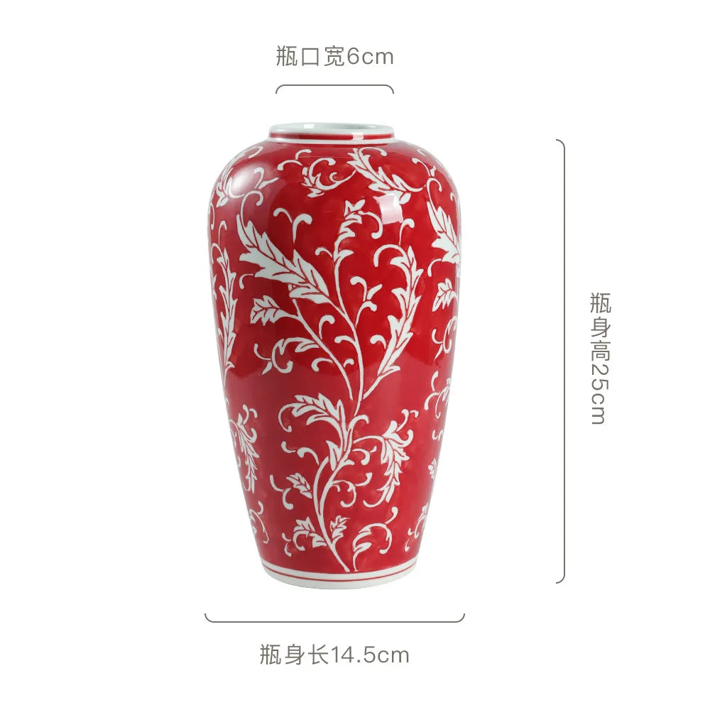 Afralia™ Blue White Porcelain Vase Chinese Retro Home Decor Flower Vase