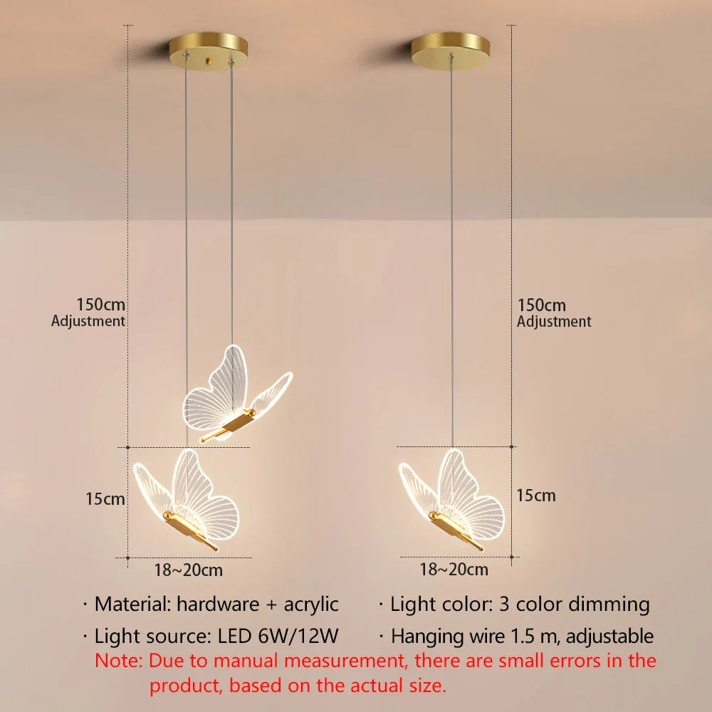 Afralia™ Butterfly LED Pendant Chandelier for Living Room and Bedroom