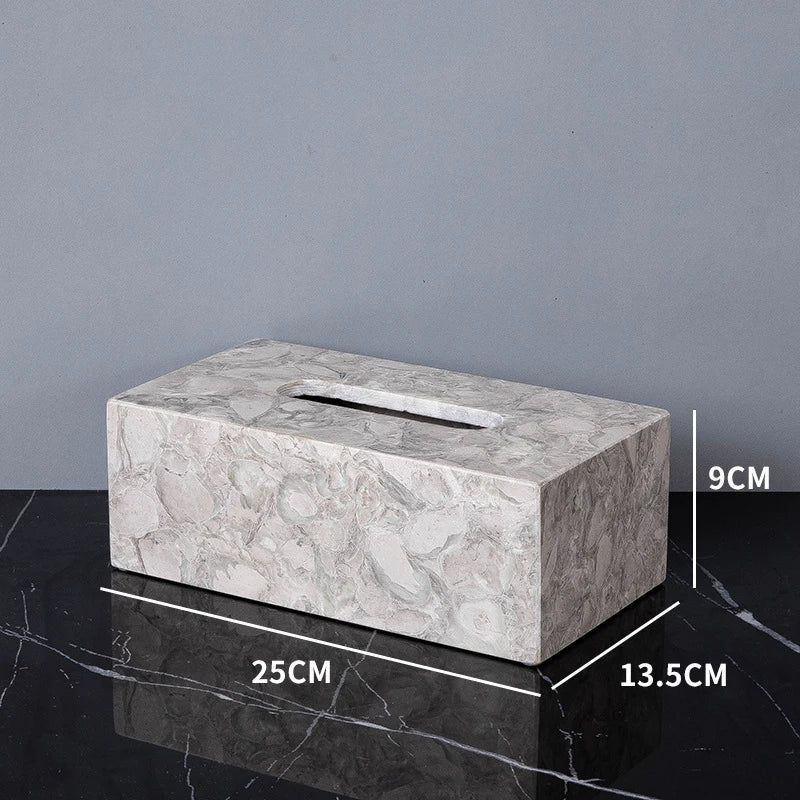 Afralia™ Marble Napkin Tissue Box Holder | Luxury Bathroom Accessories Set