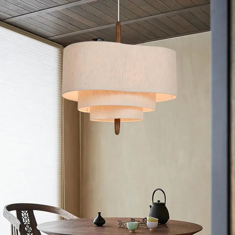 Afralia™ Japanese Wabi Sabi Fabric Pendant Lamp for Living Room Kitchen Dining Table