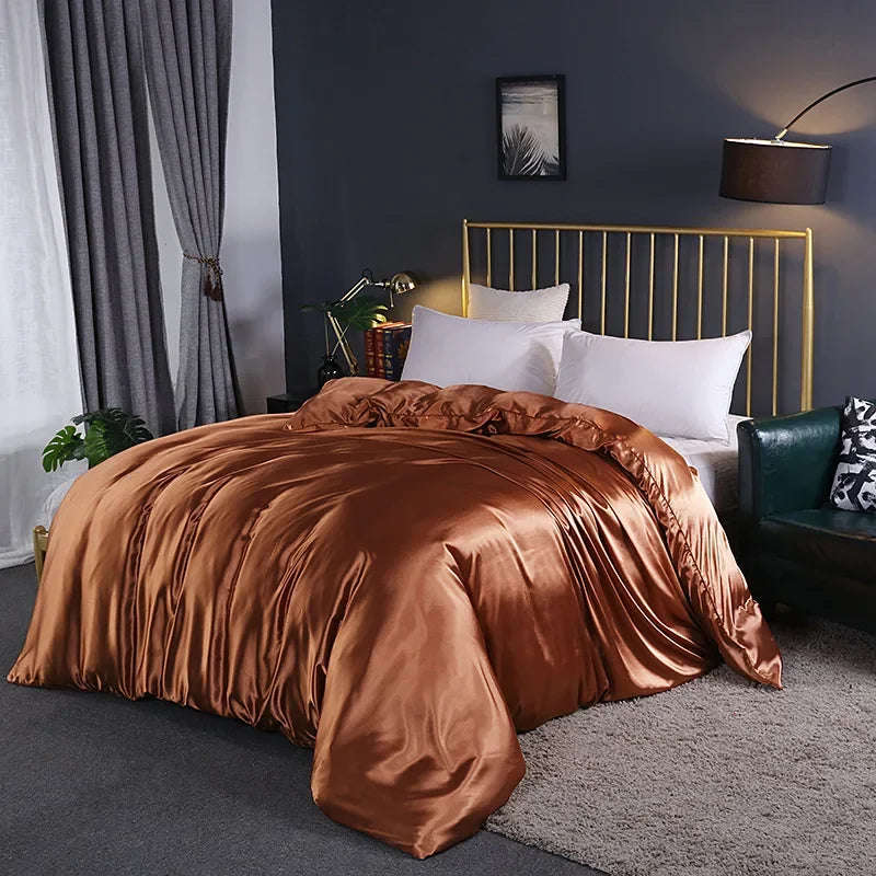 Afralia™ Mulberry Silky Queen Duvet Cover Smooth Luxury Satin King Size Blanket