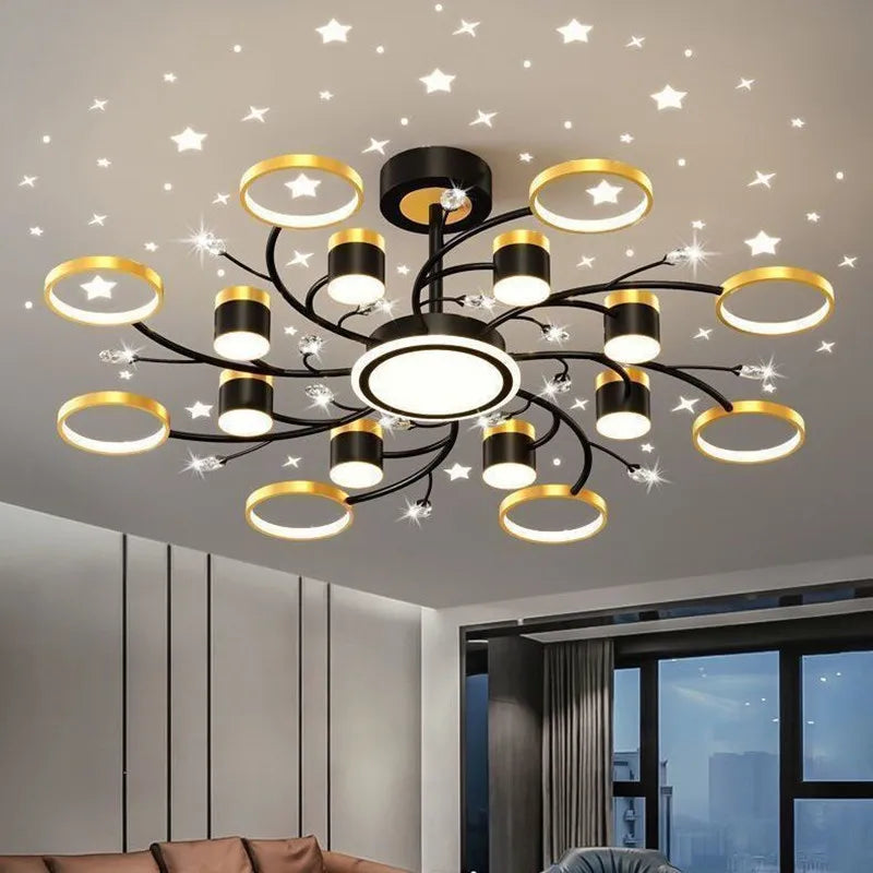 Afralia™ Nordic Starry Sky Dimmable LED Ceiling Chandelier for Home Decor Lighting