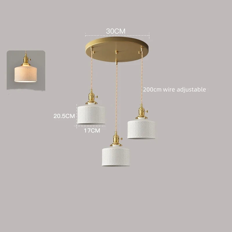 Afralia™ White Ceramic LED Pendant Lamp Modern Hanging Light Fixtures