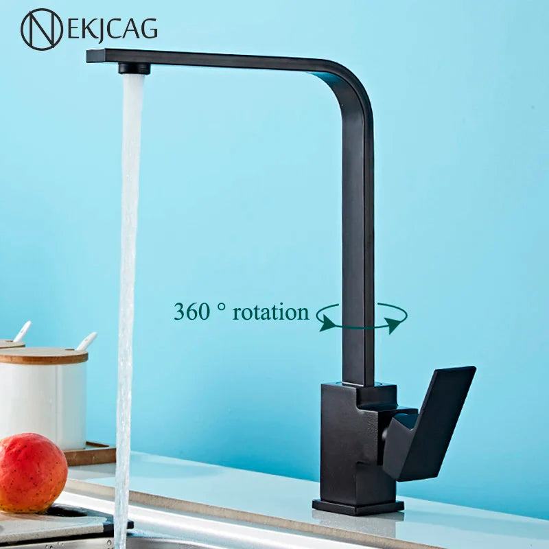 Afralia™ Matte Black/Chrome Kitchen Faucet 360 ° Rotation Cold Hot Mixer Sink Tap.