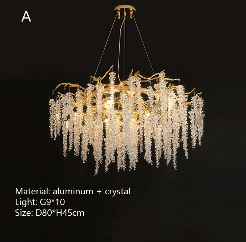 Afralia™ Luxury Crystal Ceiling Chandelier Living Room Dining Room Decoration