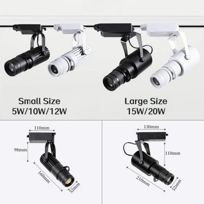 Afralia™ Zoom LED Track Lights: Adjustable Focus Ceiling Spotlights for Picture Gallery & Theater.