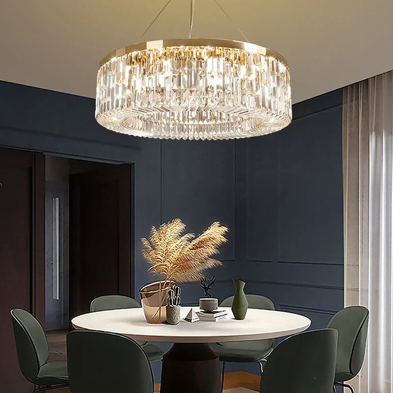 Afralia™ Modern LED Crystal Ceiling Chandelier Golden Lustres for Living Room