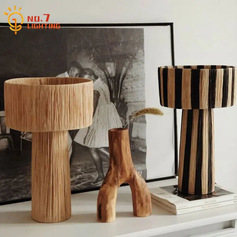 Afralia™ Wabi-Sabi Rattan LED Floor Lamp for Bedroom Living Room Studio