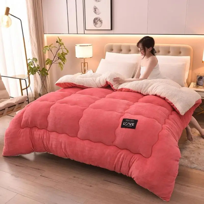 Afralia™ Milk Cashmere Lamb Wool Quilt: Soft & Warm Bedding for Winter, Spring, and Autumn.