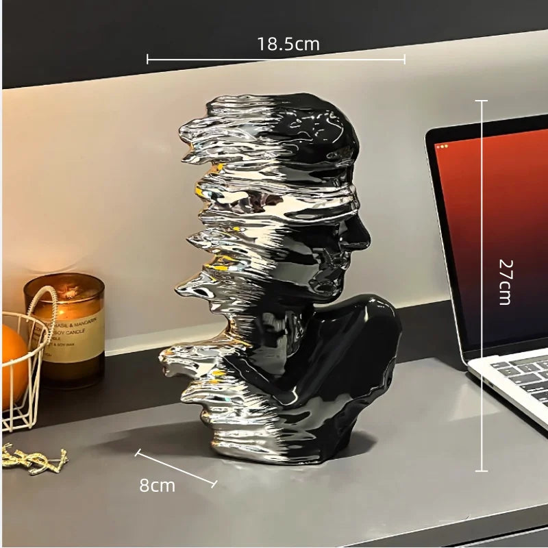 Afralia™ Silver Gradient Abstract Figure Sculpture Home Decor Figurine