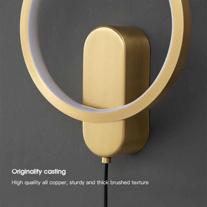 Afralia™ Modern Brass LED Hanging Wall Sconce for Living Room Bedroom Kitchen Balcony