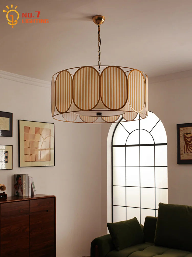 Afralia™ Medieval Style Pendant Lights LED Fabric Art Decorative Hanging Lamp