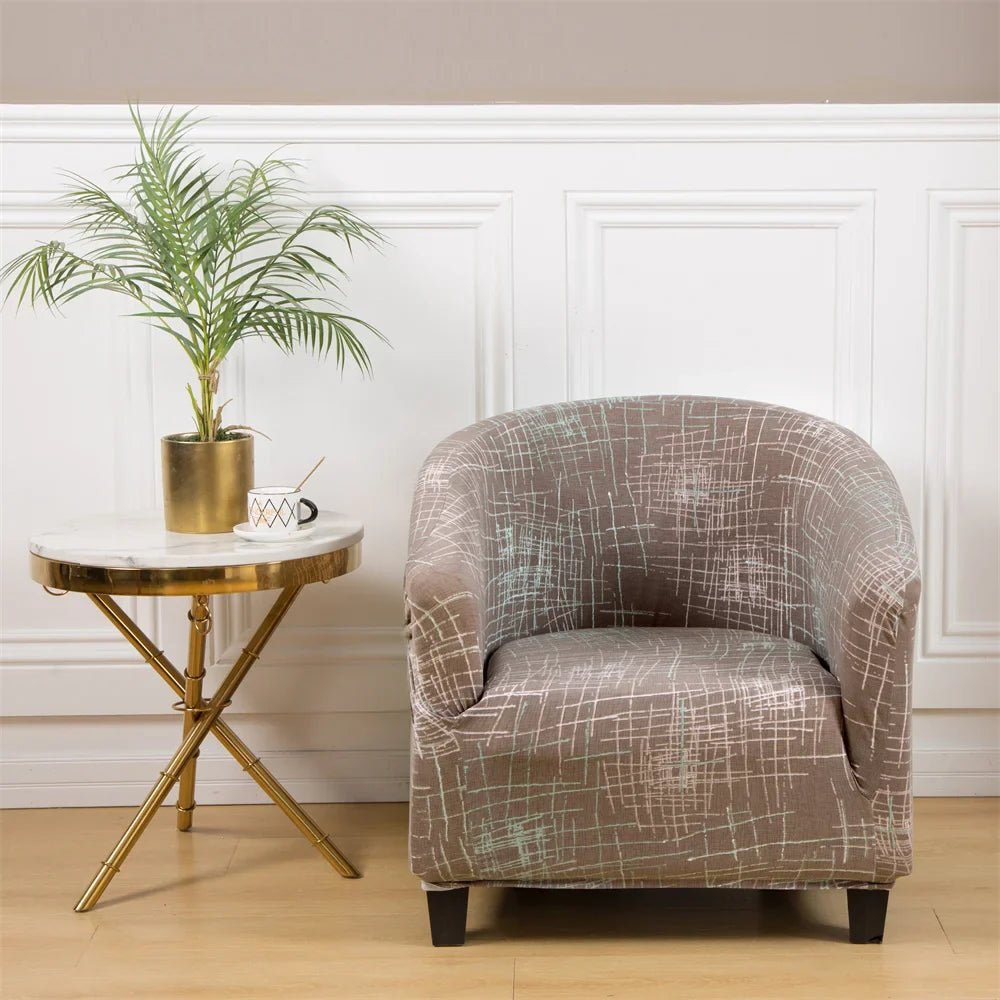Afralia™ Printed Tub Chair Cover - Armchair Slipcover for Club Sofa