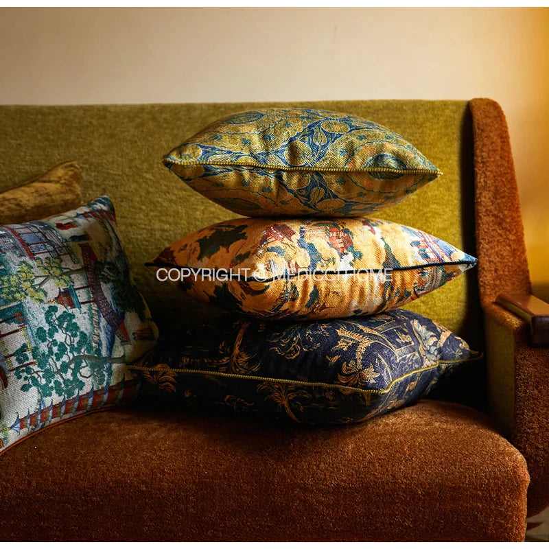 Afralia™ Oriental Salon Retro Luxury Throw Pillow Covers for Living Room Sofa