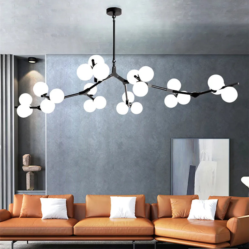 Afralia™ Glass Balls LED Pendant Lights: Modern Branches Style Chandeliers for Living Room