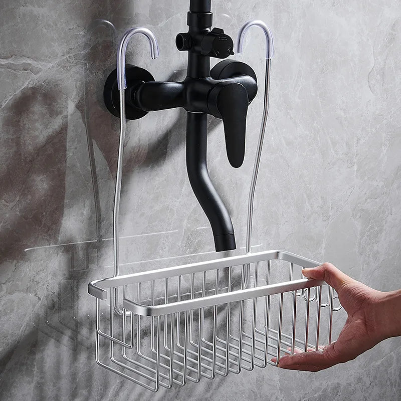 Aluminium Bathroom Shelf with Faucet Hanger by Afralia™ - Shower Shampoo Holder and Storage Organizer