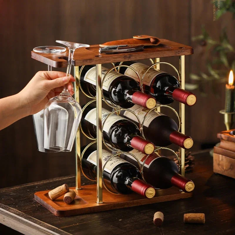 Afralia™ Wine Bottle Display Stand Rack Holder Storage Shelf Accessories Stand